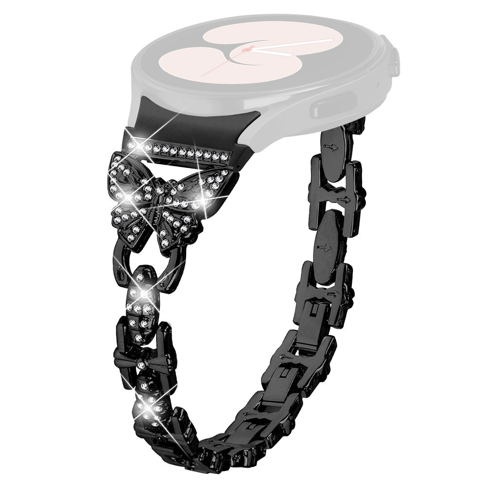 Stainless Steel Band for Samsung Galaxy Watch4 40mm 44mm Watch5 40mm 44mm Watch4 Classic 42mm 46mm Rhinestone Decor 20mm Watch Strap with Connector