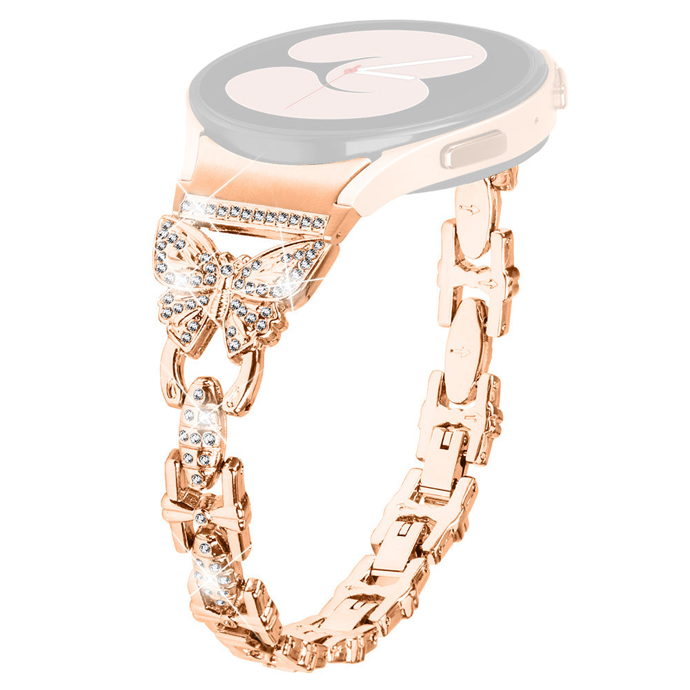 Stainless Steel Band for Samsung Galaxy Watch4 40mm 44mm Watch5 40mm 44mm Watch4 Classic 42mm 46mm Rhinestone Decor 20mm Watch Strap with Connector