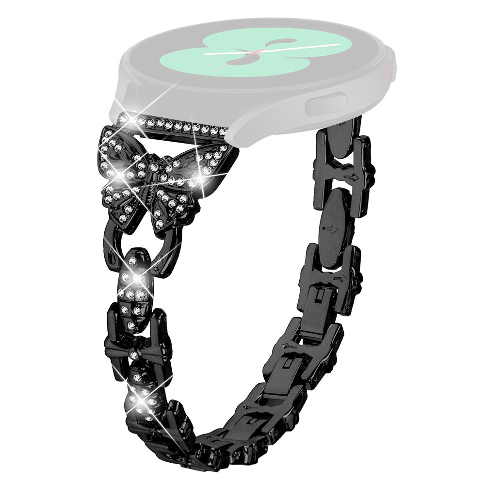 Butterfly Rhinestone Decor Band for Samsung Galaxy Watch Active Active2 40mm 44mm Stainless Steel 20mm Watch Strap