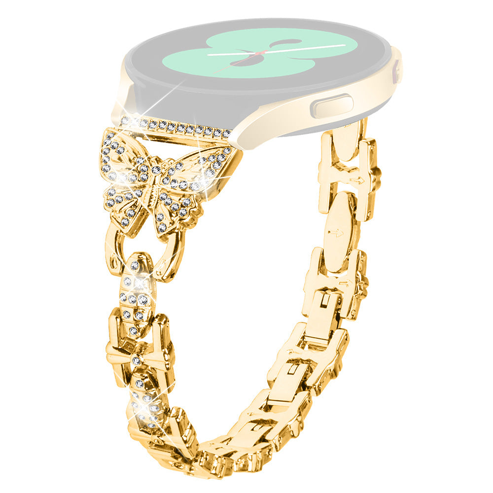 Butterfly Rhinestone Decor Band for Samsung Galaxy Watch Active Active2 40mm 44mm Stainless Steel 20mm Watch Strap