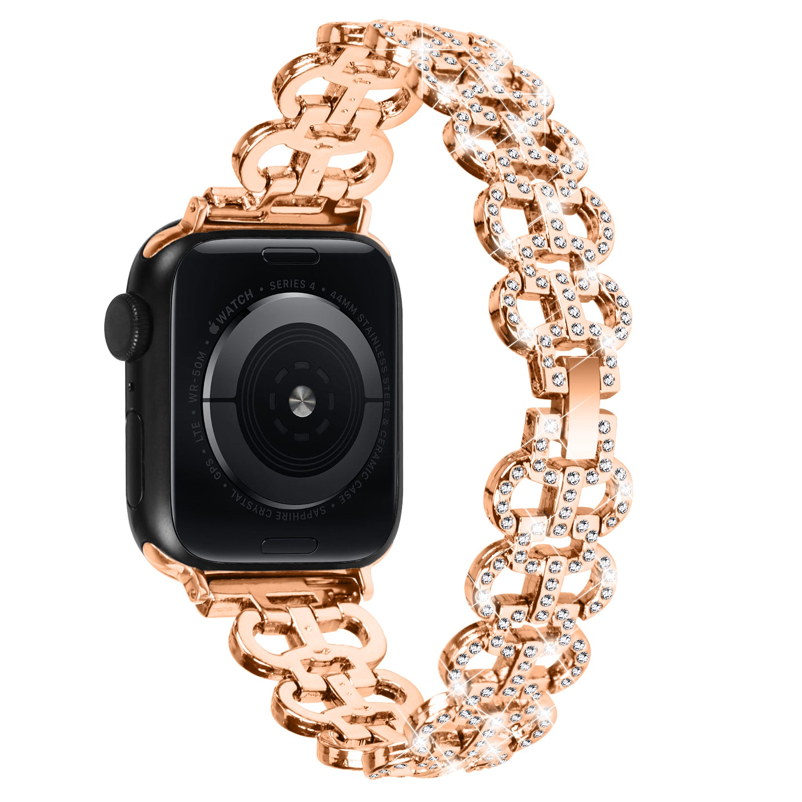 Zinc Alloy Watch Band for Apple Watch Series 9 8 7 41mm 6 5 4 SE SE (2022) SE (2023) 40mm Series 3 2 1 38mm Bling Rhinestone Decor Copper Bracelet