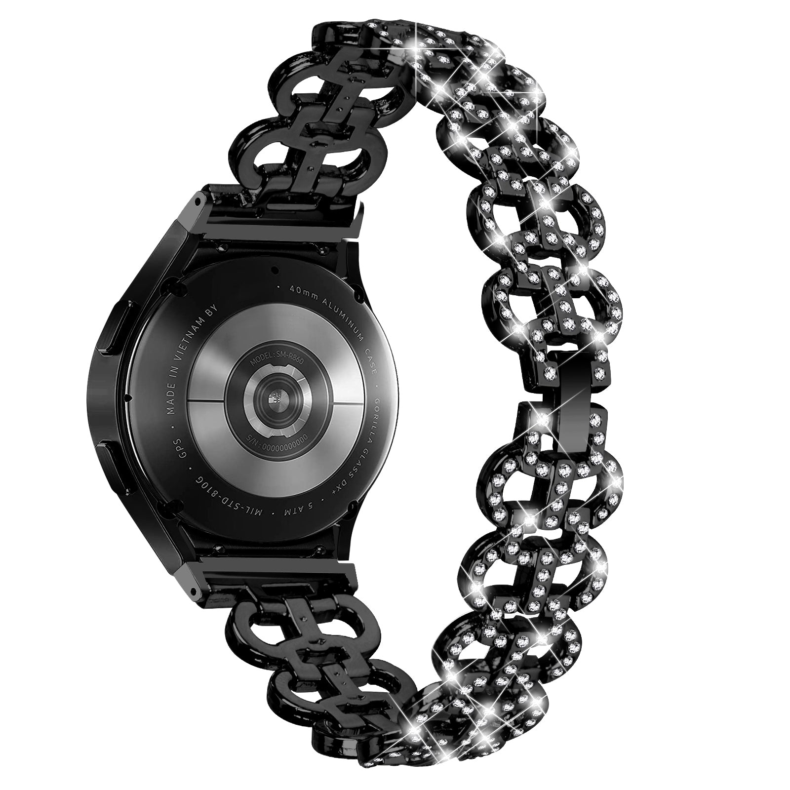 For Samsung Galaxy Watch4 40 44mm Watch4 Classic 42 46mm Watch 5 40 44mm Metal Watch Strap Rhinestone Watchband with Connector