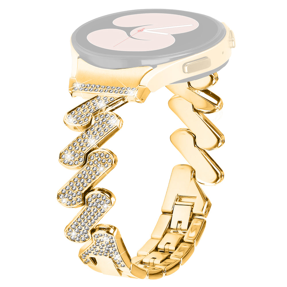 For Samsung Galaxy Watch6 40mm 44mm Watch6 Classic 43mm 47mm Metal Watch Strap Rhinestone Decorated Watchband with Connector