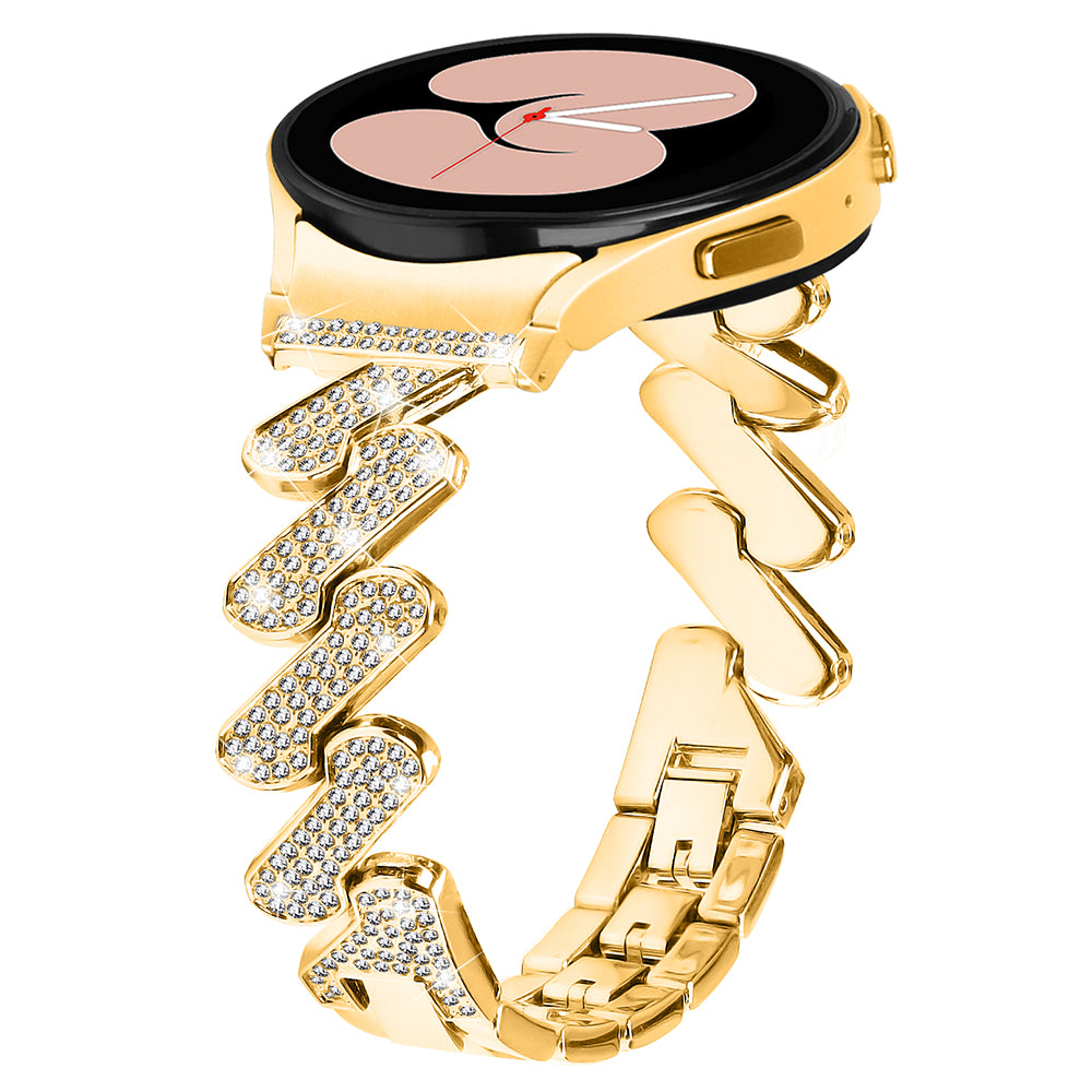 For Samsung Galaxy Watch6 40mm 44mm Watch6 Classic 43mm 47mm Metal Watch Strap Rhinestone Decorated Watchband with Connector
