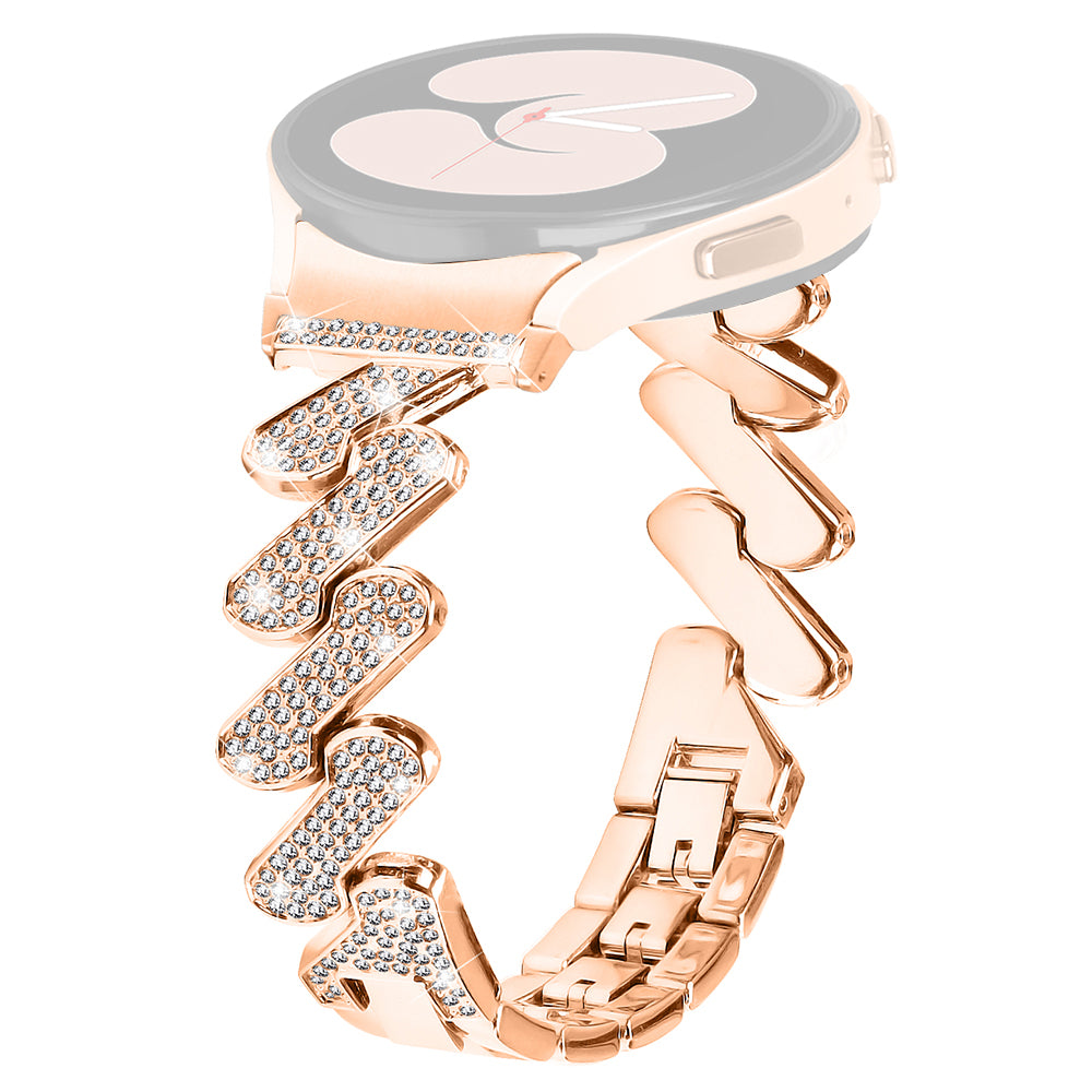 For Samsung Galaxy Watch6 40mm 44mm Watch6 Classic 43mm 47mm Metal Watch Strap Rhinestone Decorated Watchband with Connector