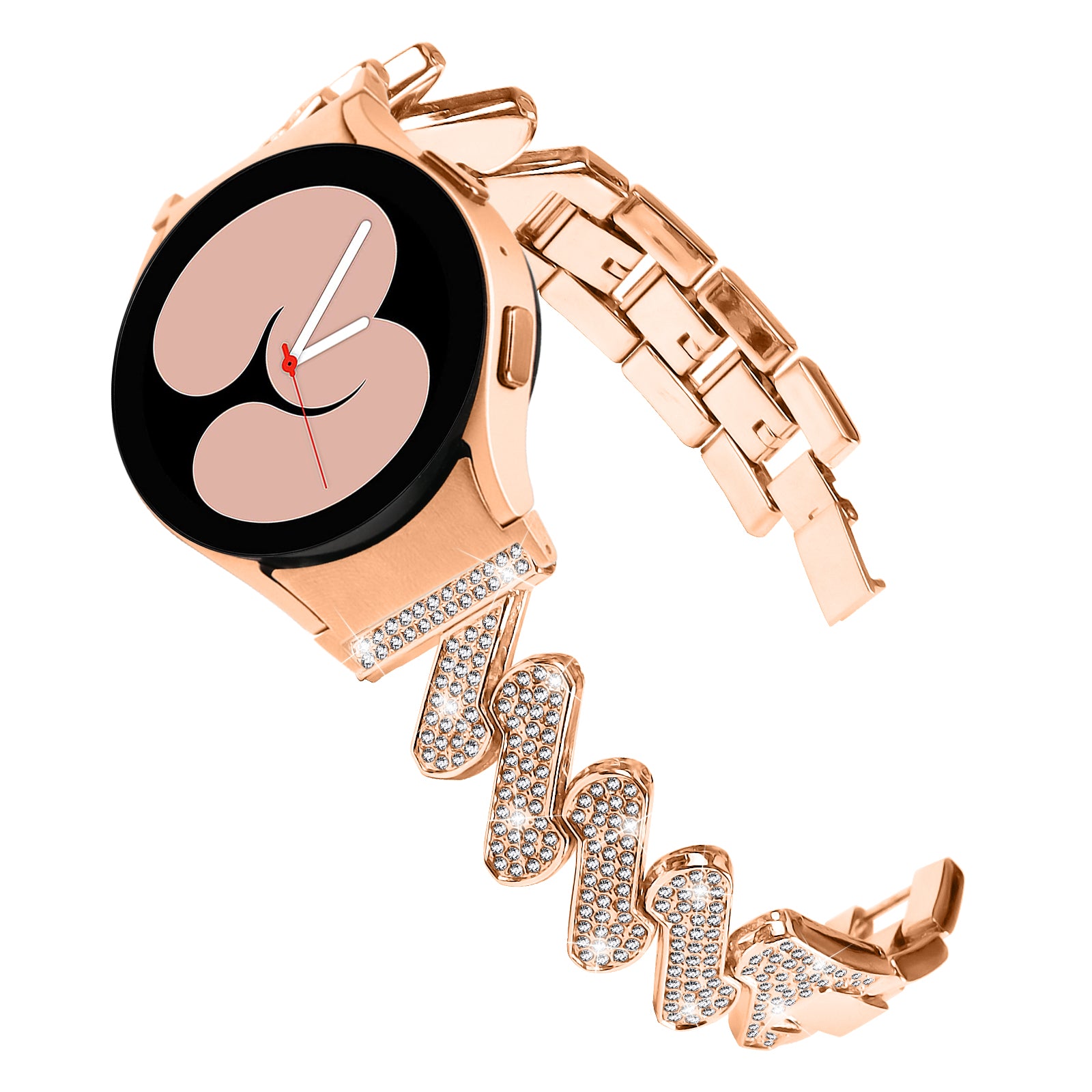 For Samsung Galaxy Watch6 40mm 44mm Watch6 Classic 43mm 47mm Metal Watch Strap Rhinestone Decorated Watchband with Connector