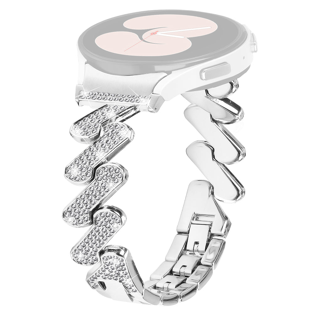 For Samsung Galaxy Watch6 40mm 44mm Watch6 Classic 43mm 47mm Metal Watch Strap Rhinestone Decorated Watchband with Connector