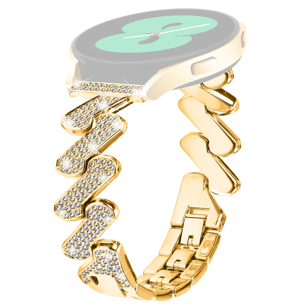 For Samsung Galaxy Watch6 40 44mm Watch6 Classic 43 47mm Metal Watch Band 20mm Rhinestone Replacement Watch Strap