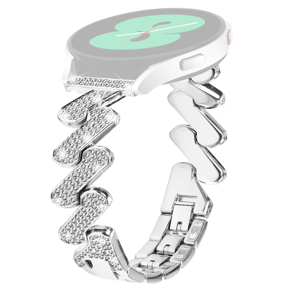 For Samsung Galaxy Watch6 40 44mm Watch6 Classic 43 47mm Metal Watch Band 20mm Rhinestone Replacement Watch Strap
