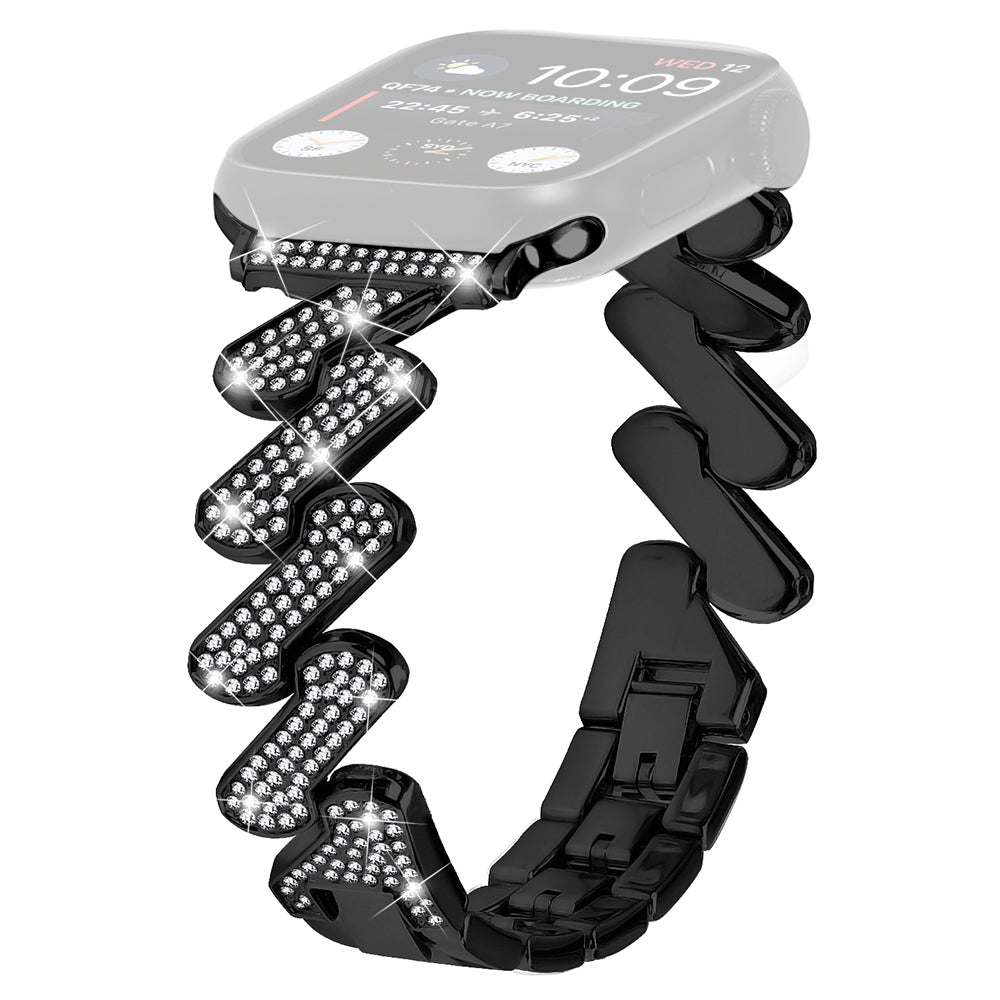 For Apple Watch Ultra 2 49mm Series 9 45mm SE (2023) 44mm Ultra 49mm 8 7 45mm 6 5 4 SE (2022) SE 44mm 3 2 1 42mm Rhinestones Decor Strap Zinc Alloy Wrist Band