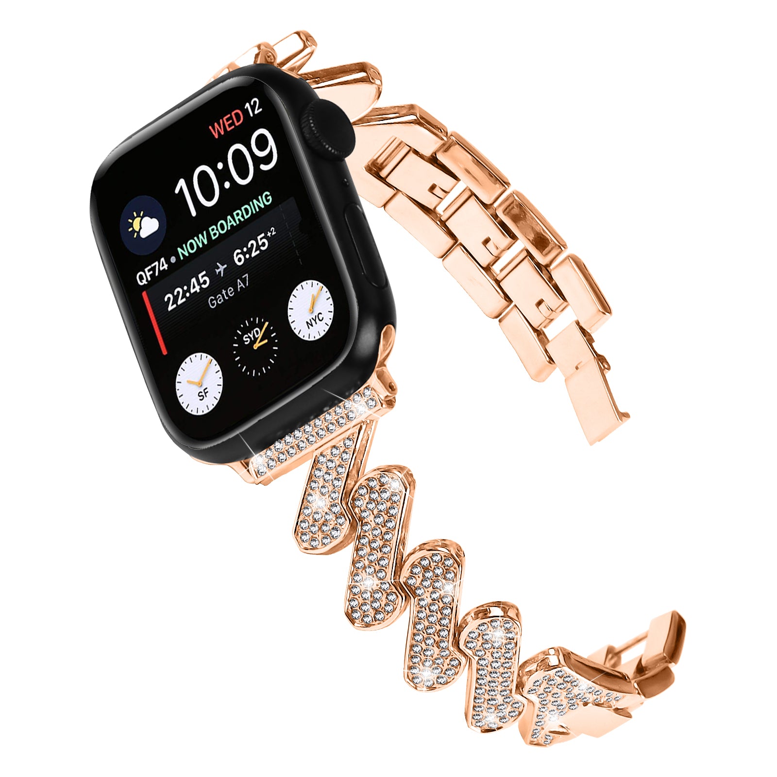 For Apple Watch Ultra 2 49mm Series 9 45mm SE (2023) 44mm Ultra 49mm 8 7 45mm 6 5 4 SE (2022) SE 44mm 3 2 1 42mm Rhinestones Decor Strap Zinc Alloy Wrist Band