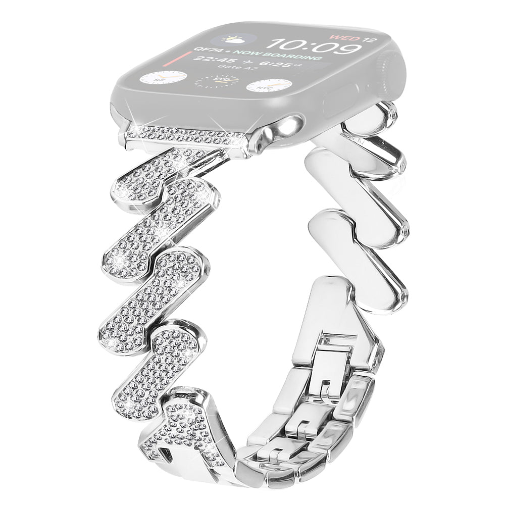 For Apple Watch Ultra 2 49mm Series 9 45mm SE (2023) 44mm Ultra 49mm 8 7 45mm 6 5 4 SE (2022) SE 44mm 3 2 1 42mm Rhinestones Decor Strap Zinc Alloy Wrist Band