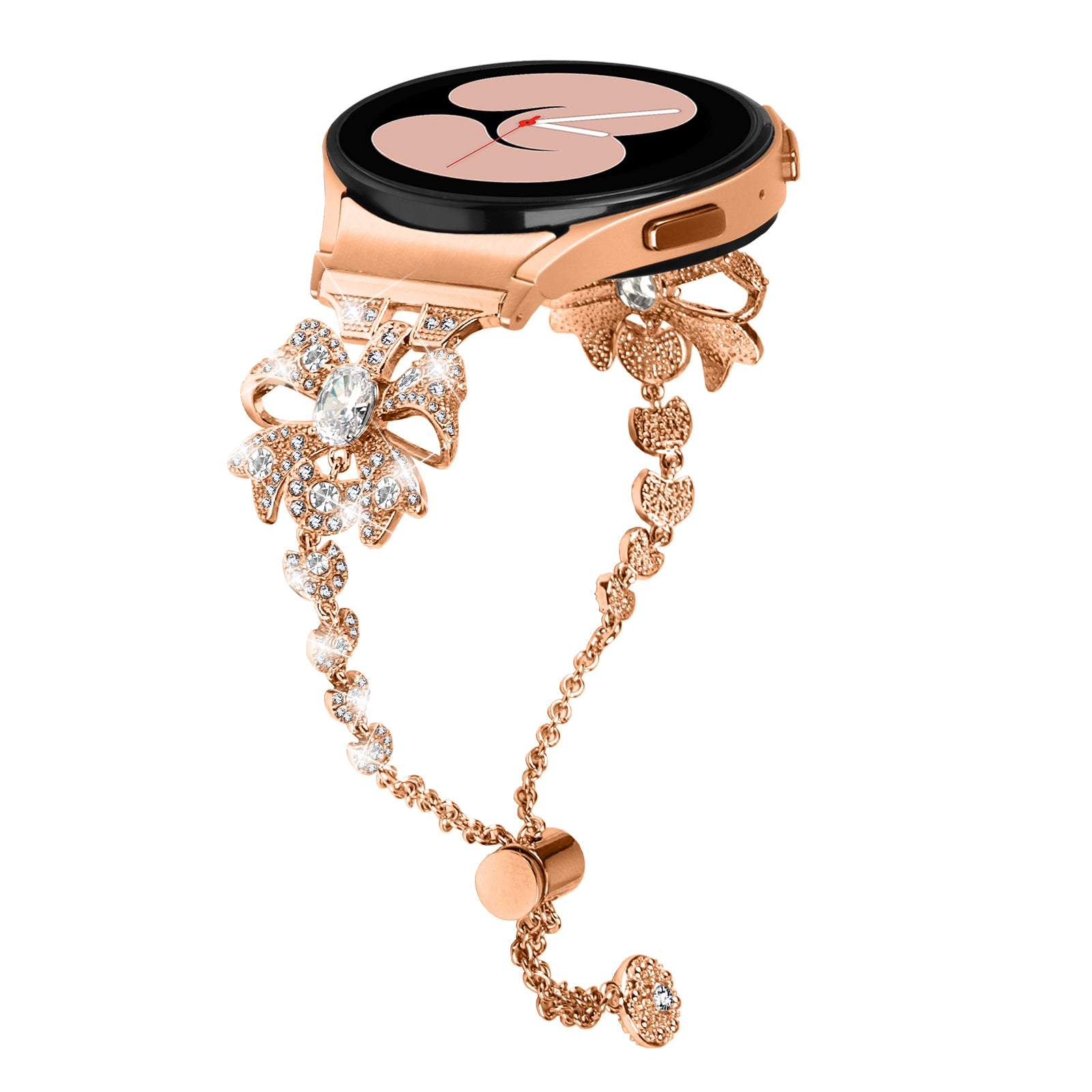 For Samsung Galaxy Watch4 40 44mm Watch 5 40 44mm Watch4 Classic 42 46mm Stainless Steel Watch Band Rhinestone Bowknot Strap with Connector
