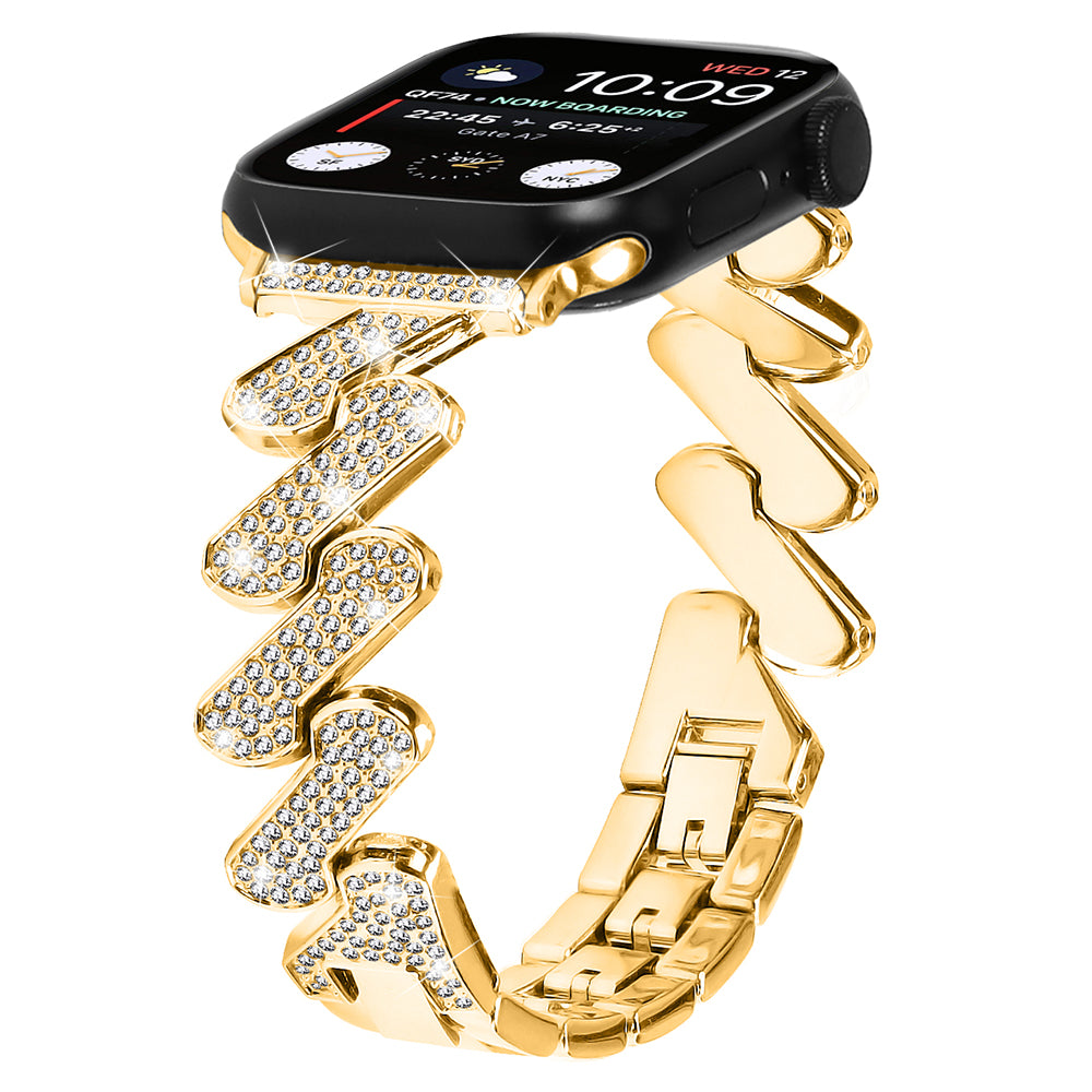 For Fitbit Versa 4 Sense 2 Rhinestones Decor Watch Band Zinc Alloy Wrist Strap with Stainless Steel Buckle