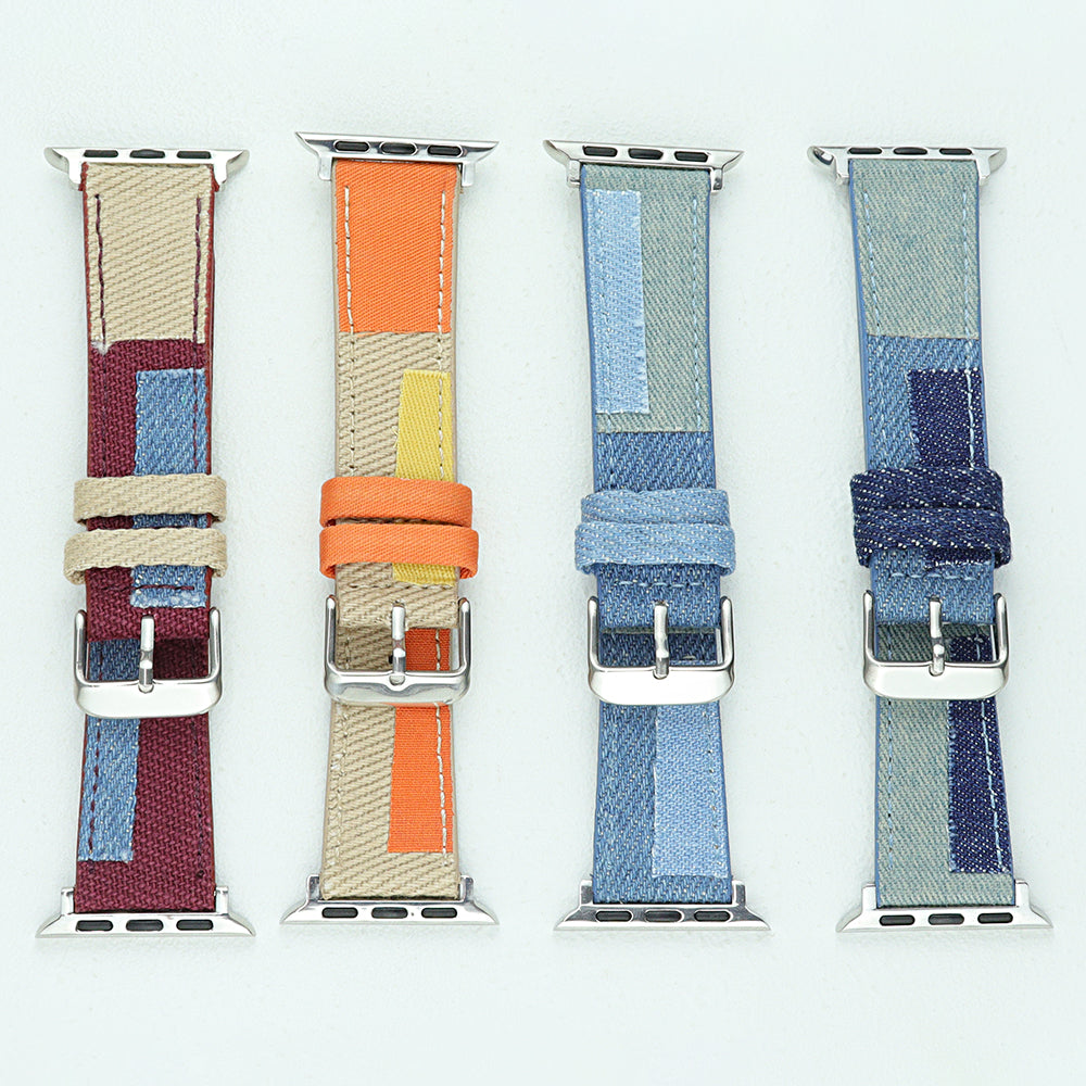 For Apple Watch Series 9 8 7 41mm 6 5 4 SE SE (2020) SE (2023) 40mm 3 2 1 38mm Jeans Style Watch Strap Canvas Watchband