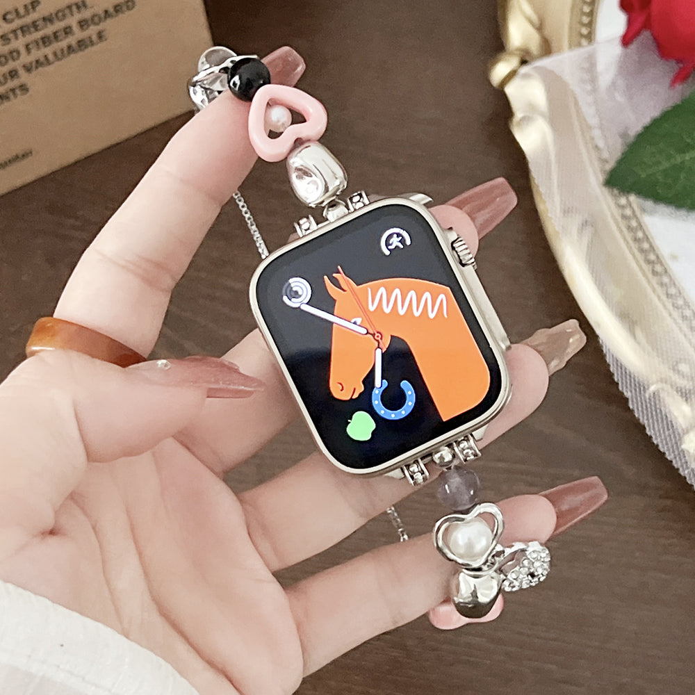 For Apple Watch Series 9 8 7 41mm 6 5 4 SE SE (2020) SE (2023) 40mm 3 2 1 38mm Zinc Alloy Drawstring Watch Band Chain Decoration Watch Strap
