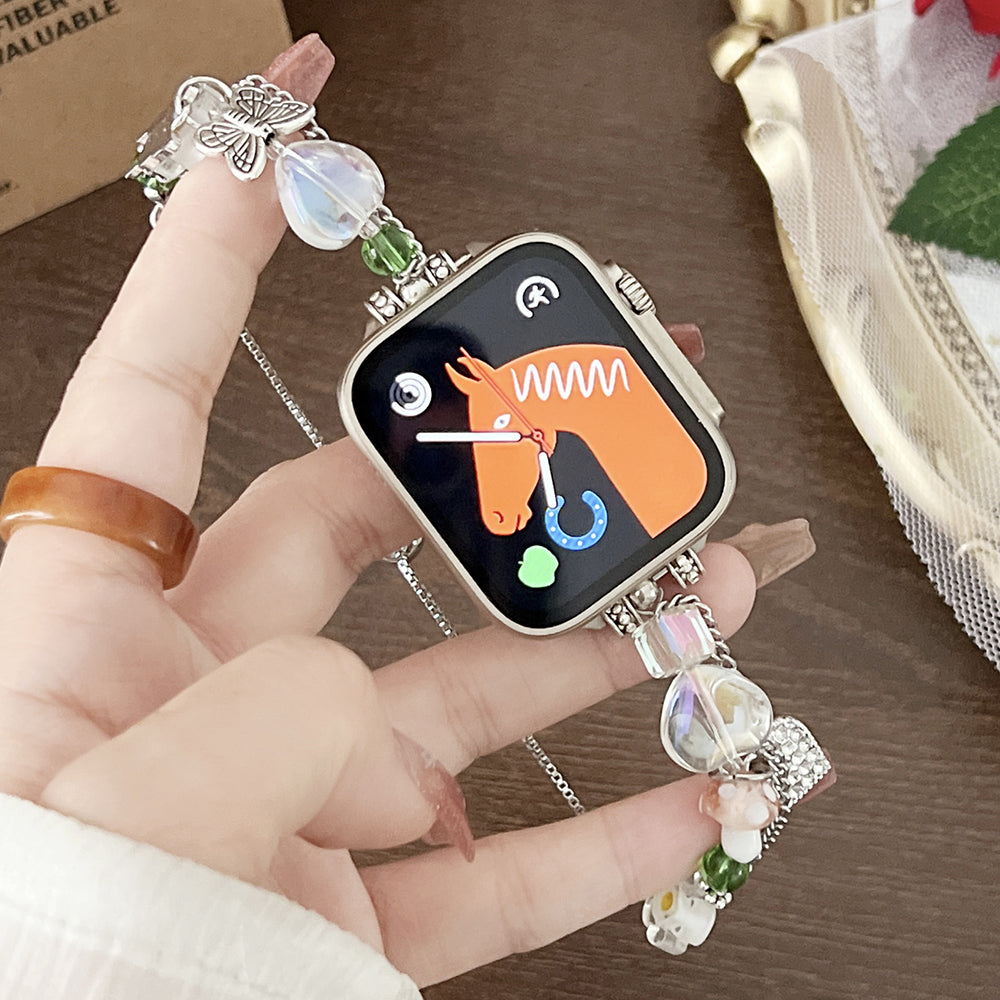 For Apple Watch Series 9 8 7 41mm 6 5 4 SE SE (2020) SE (2023) 40mm 3 2 1 38mm Zinc Alloy Drawstring Watch Band Chain Decoration Watch Strap