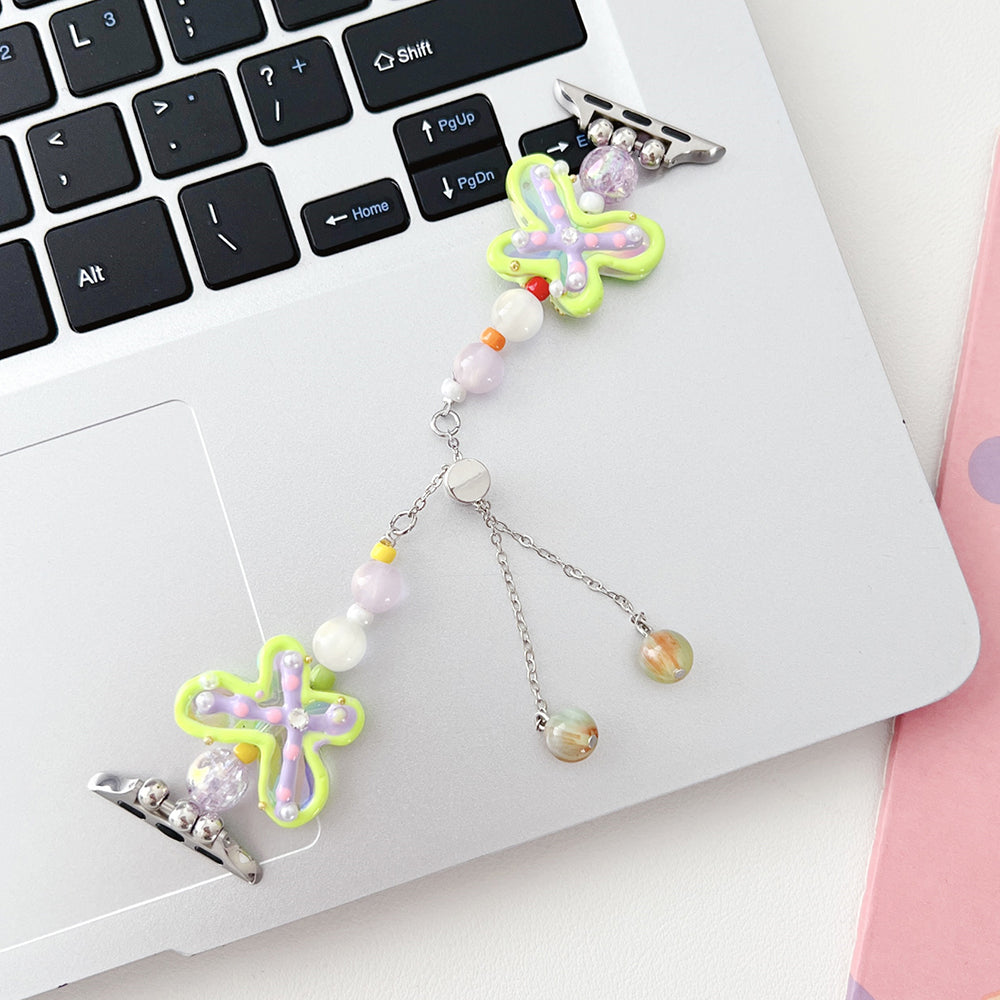 For Apple Watch Series 9 8 7 41mm 6 5 4 SE SE (2020) SE (2023) 40mm 3 2 1 38mm AW Zinc Alloy Watch Band Butterfly Decoration Drawstring Watch Strap