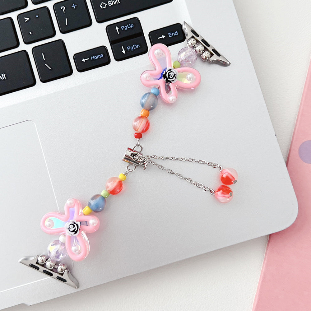 For Apple Watch Series 9 8 7 41mm 6 5 4 SE SE (2020) SE (2023) 40mm 3 2 1 38mm AW Zinc Alloy Watch Band Butterfly Decoration Drawstring Watch Strap