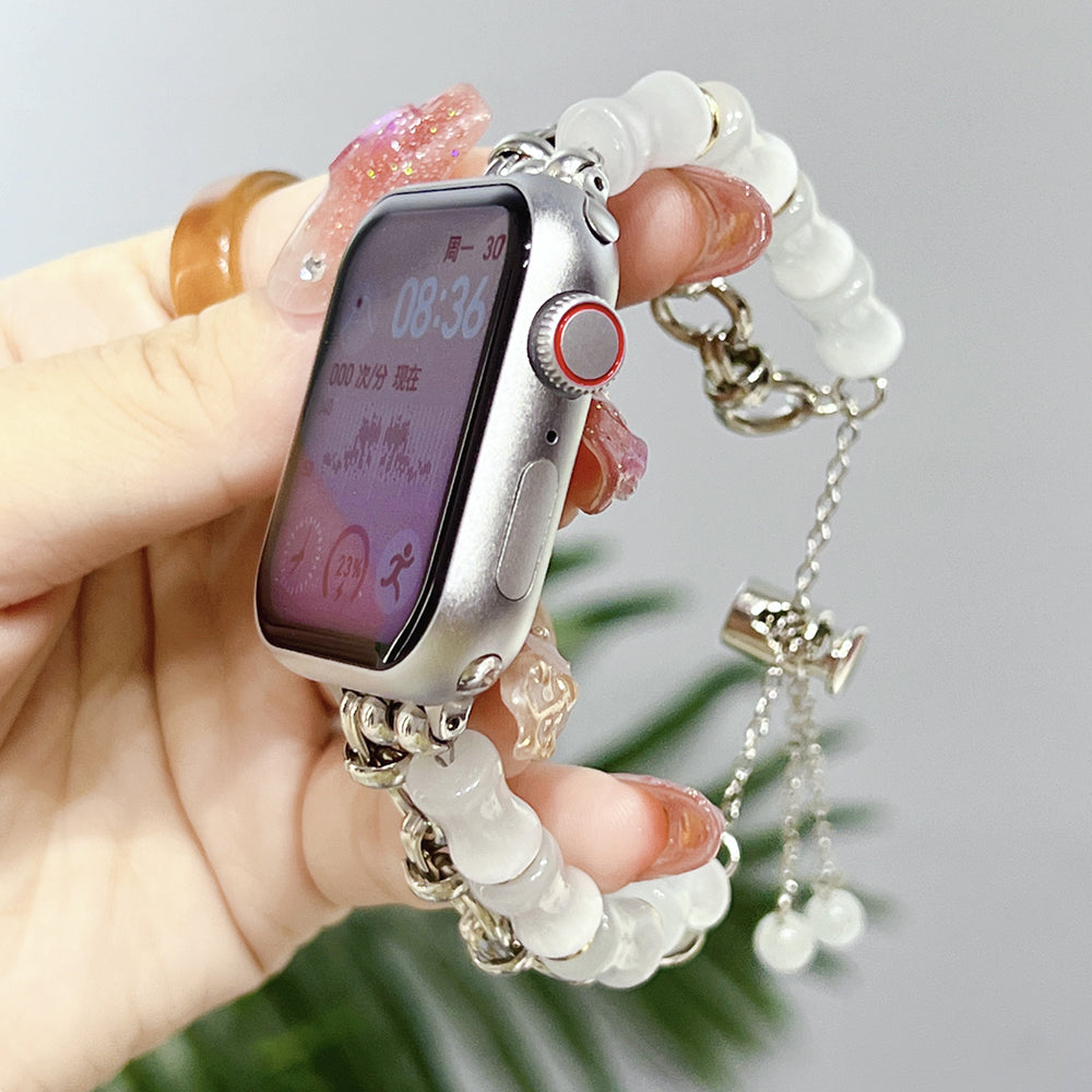 For Apple Watch Series 9 8 7 41mm 6 5 4 SE SE (2020) SE (2023) 40mm 3 2 1 38mm AW Zinc Alloy Watch Band Bamboo Design Drawstring Watch Strap