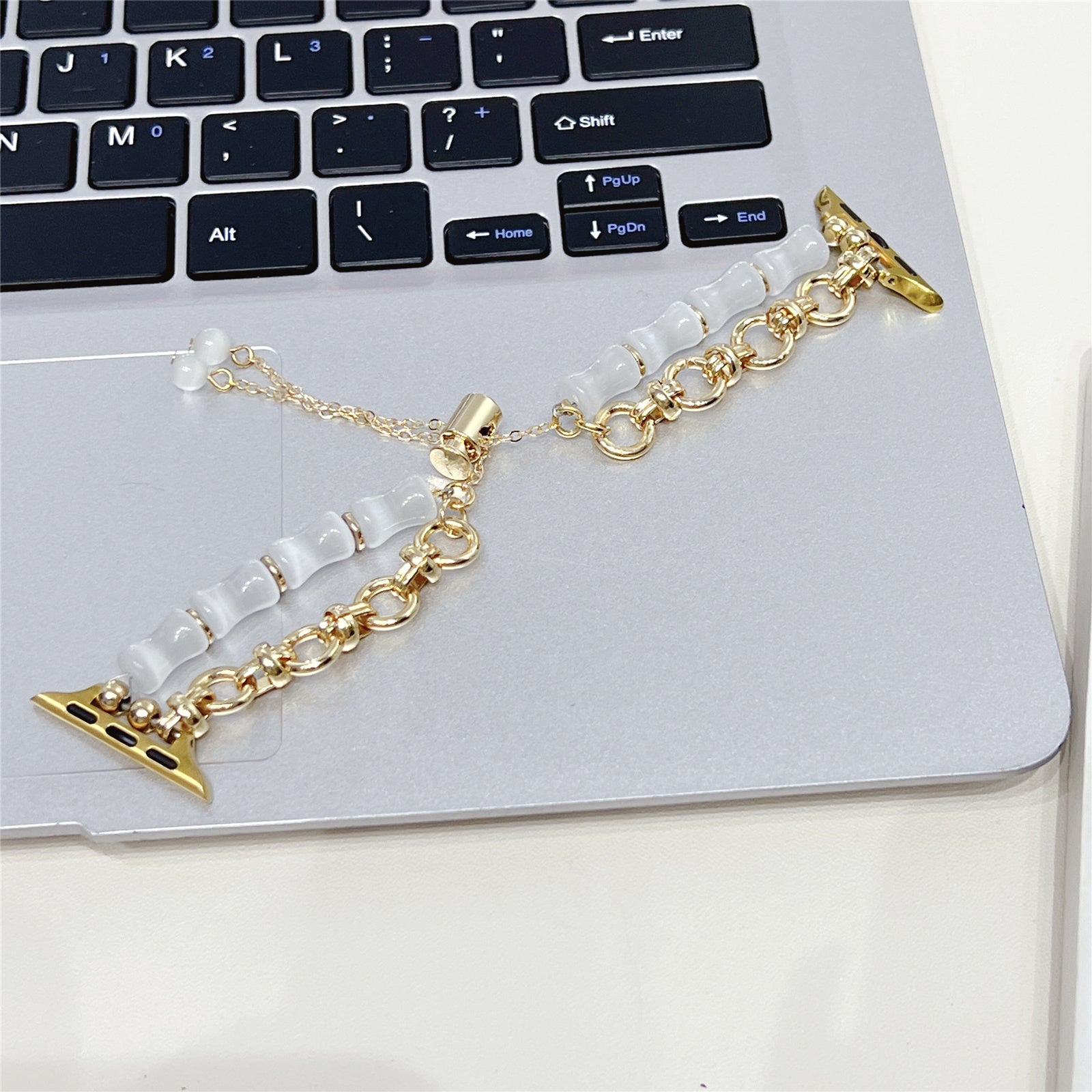 For Apple Watch Series 9 8 7 41mm 6 5 4 SE SE (2020) SE (2023) 40mm 3 2 1 38mm AW Zinc Alloy Watch Band Bamboo Design Drawstring Watch Strap