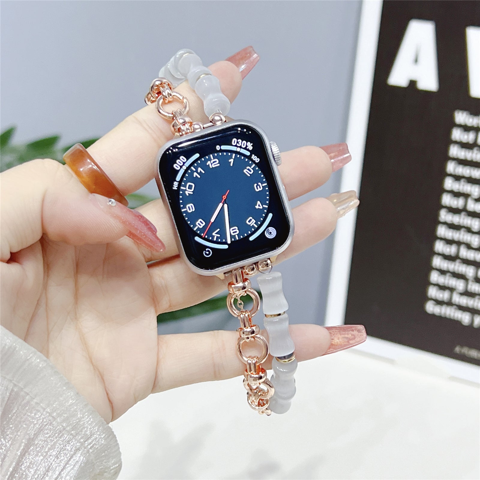 For Apple Watch Series 9 8 7 41mm 6 5 4 SE SE (2020) SE (2023) 40mm 3 2 1 38mm AW Zinc Alloy Watch Band Bamboo Design Drawstring Watch Strap