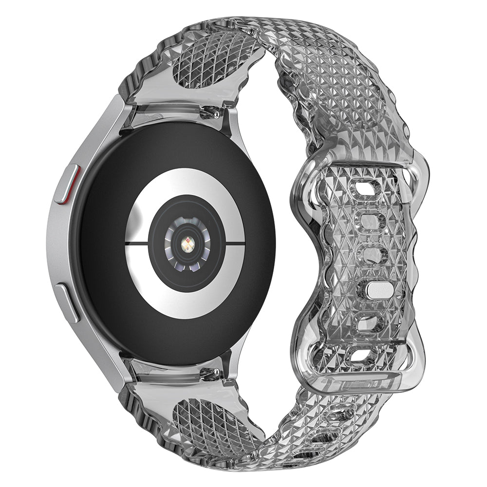 TPU Watch Band for Samsung Galaxy Watch4 40mm 44mm Watch 5 40mm 44mm Crescent-floral Border Transparent Strap