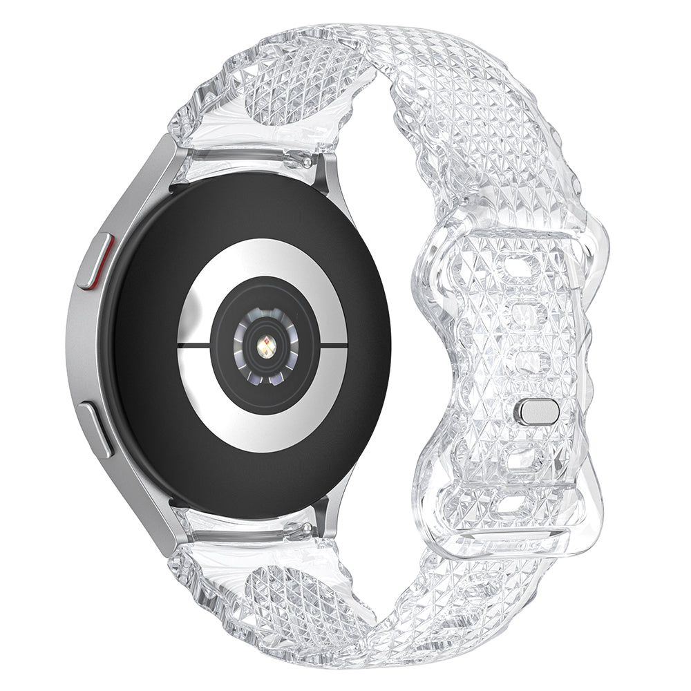 TPU Watch Band for Samsung Galaxy Watch4 40mm 44mm Watch 5 40mm 44mm Crescent-floral Border Transparent Strap