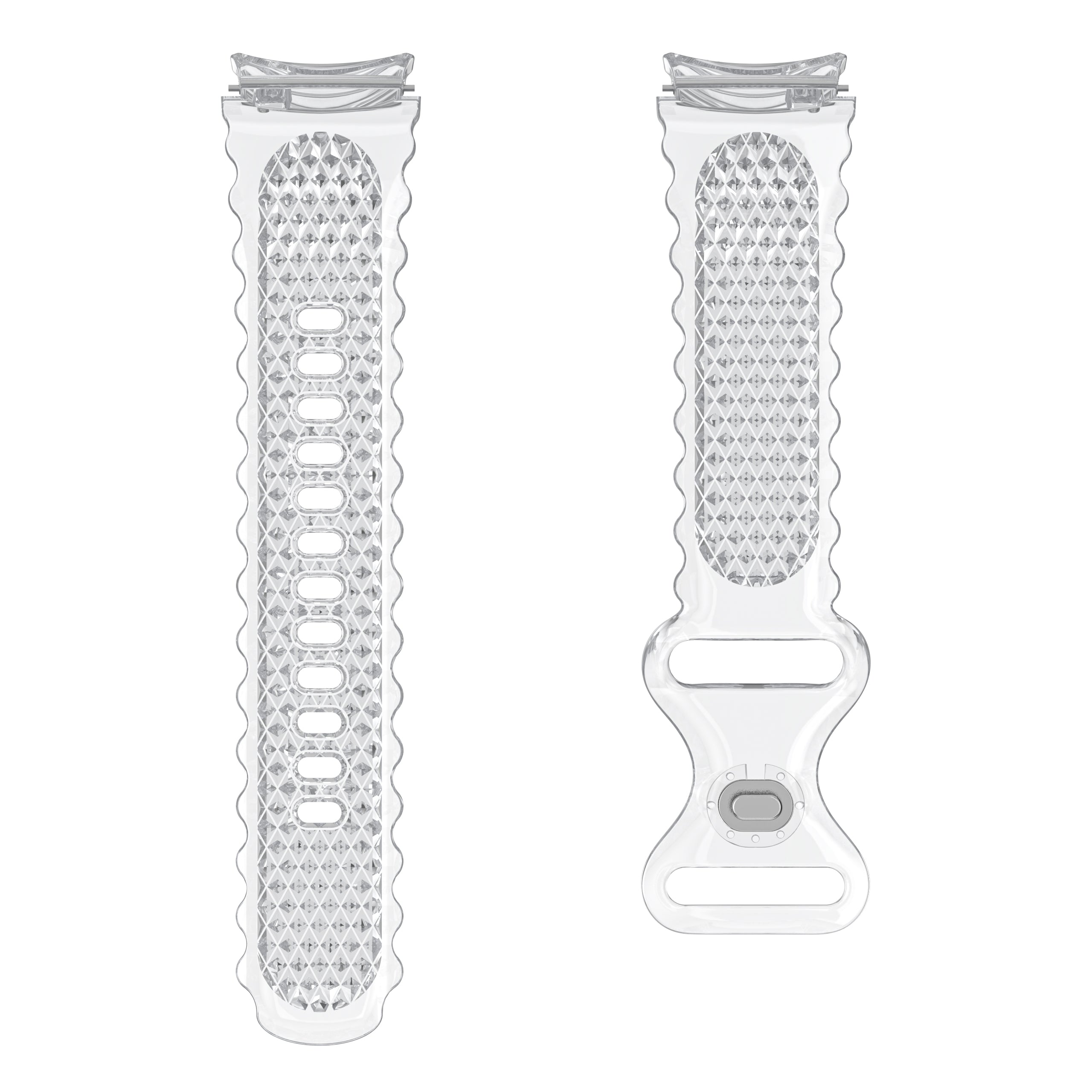 TPU Watch Band for Samsung Galaxy Watch4 40mm 44mm Watch 5 40mm 44mm Crescent-floral Border Transparent Strap