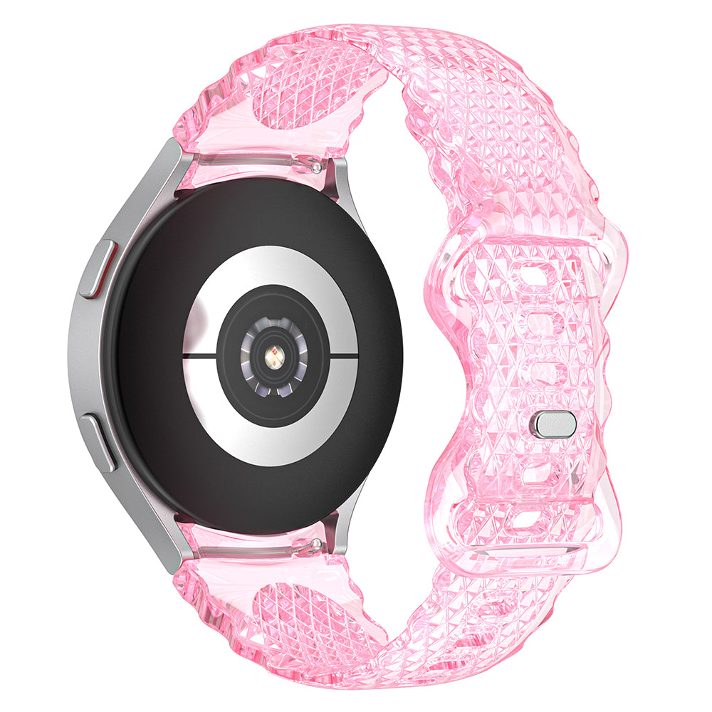 TPU Watch Band for Samsung Galaxy Watch4 40mm 44mm Watch 5 40mm 44mm Crescent-floral Border Transparent Strap