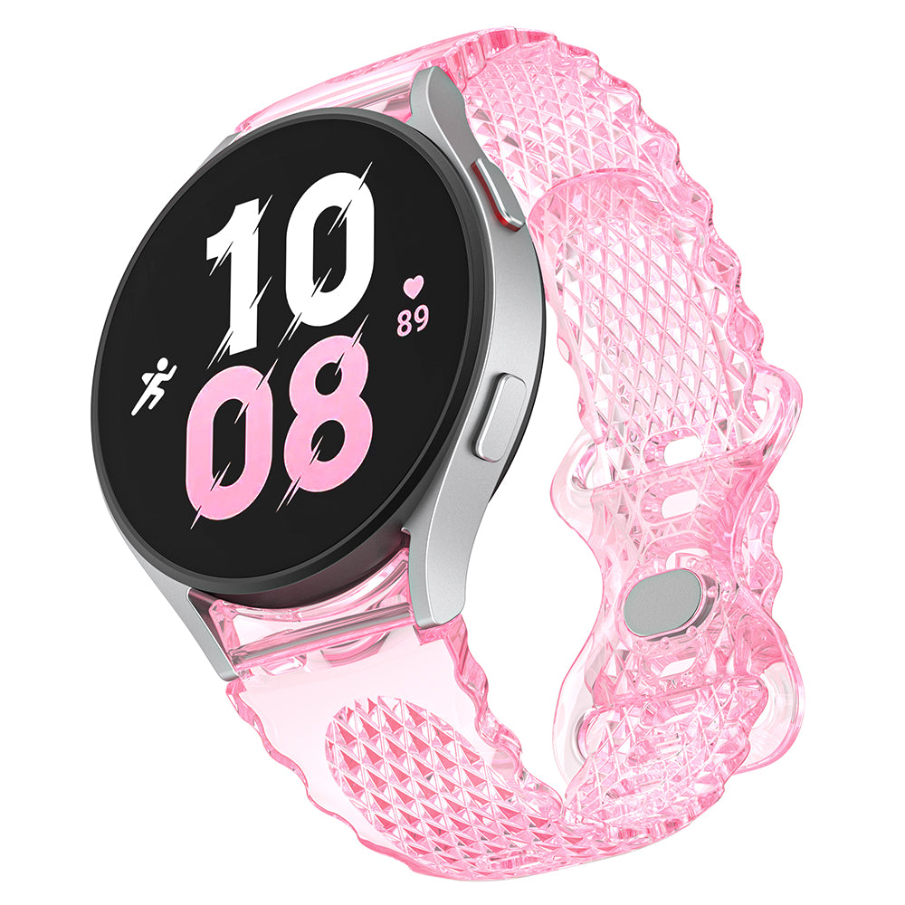 TPU Watch Band for Samsung Galaxy Watch4 40mm 44mm Watch 5 40mm 44mm Crescent-floral Border Transparent Strap