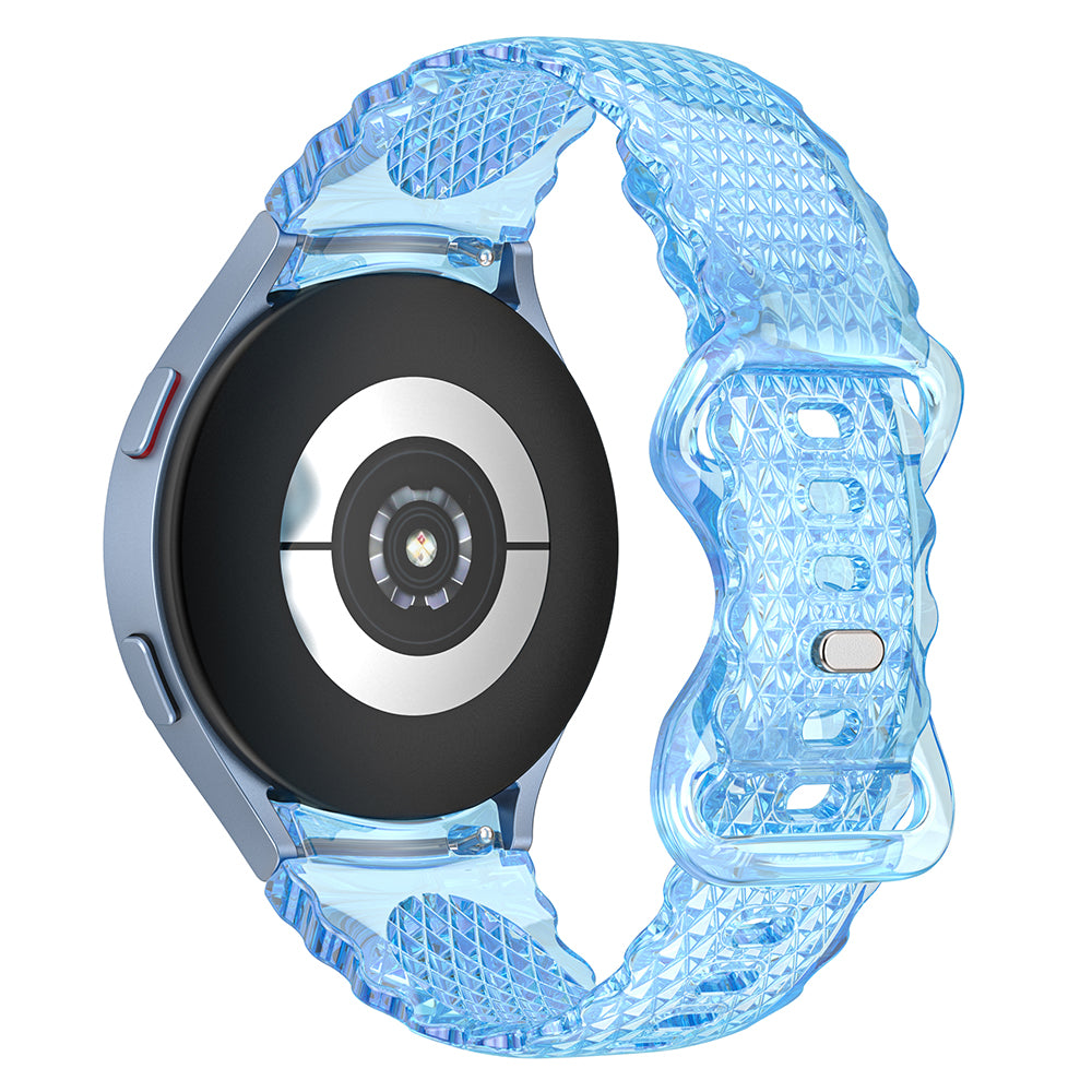 TPU Watch Band for Samsung Galaxy Watch4 40mm 44mm Watch 5 40mm 44mm Crescent-floral Border Transparent Strap