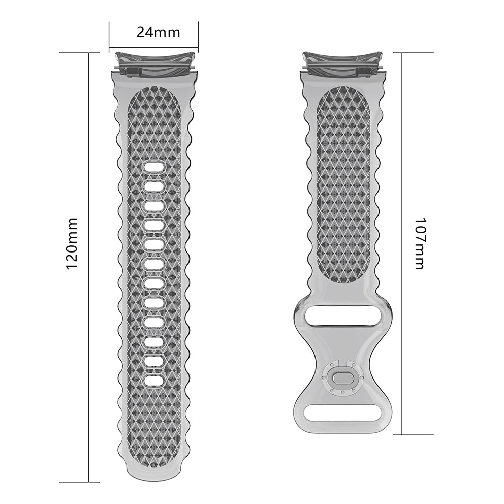 TPU Watch Band for Samsung Galaxy Watch4 40mm 44mm Watch 5 40mm 44mm Crescent-floral Border Transparent Strap