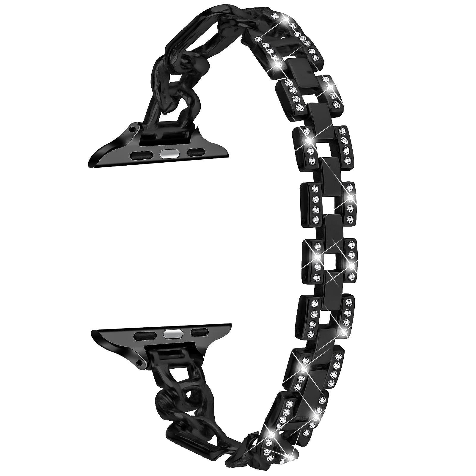 Alloy Watch Strap for Apple Watch Ultra 2 49mm Series 9 45mm SE (2023) 44mm Ultra 49mm 8 7 45mm 6 5 4 SE (2022) SE 44mm 3 2 1 42mm Rhinestone Decor Watch Band