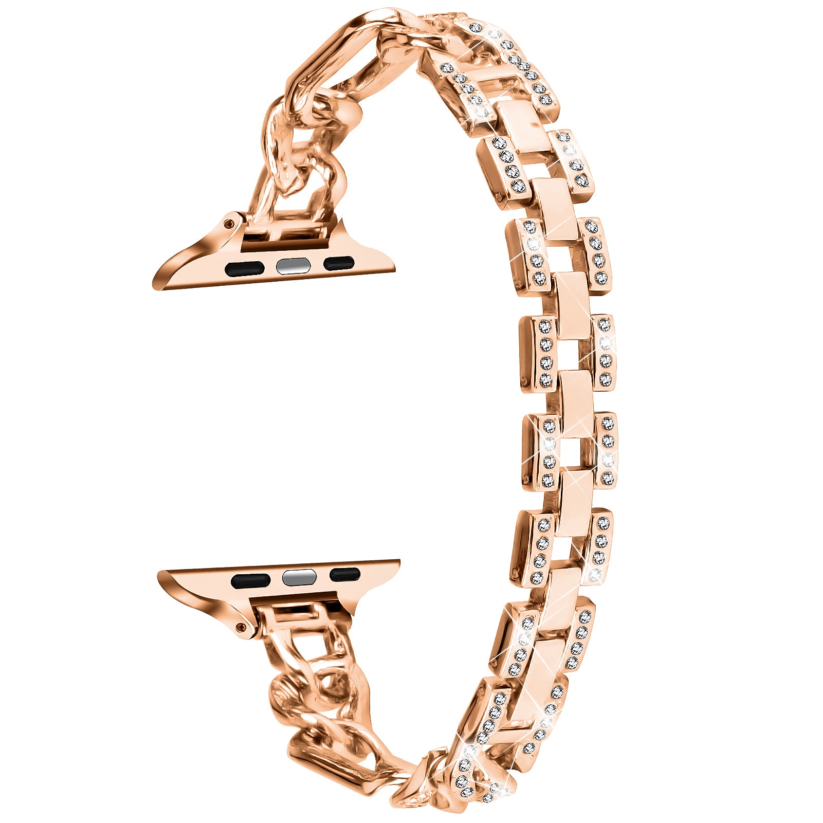 Alloy Watch Strap for Apple Watch Ultra 2 49mm Series 9 45mm SE (2023) 44mm Ultra 49mm 8 7 45mm 6 5 4 SE (2022) SE 44mm 3 2 1 42mm Rhinestone Decor Watch Band