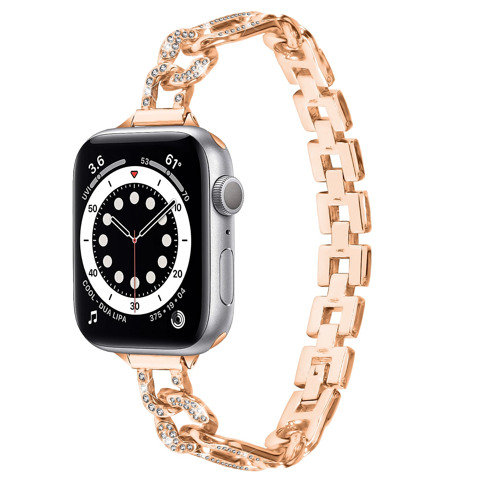Alloy Watch Strap for Apple Watch Ultra 2 49mm Series 9 45mm SE (2023) 44mm Ultra 49mm 8 7 45mm 6 5 4 SE (2022) SE 44mm 3 2 1 42mm Rhinestone Decor Watch Band