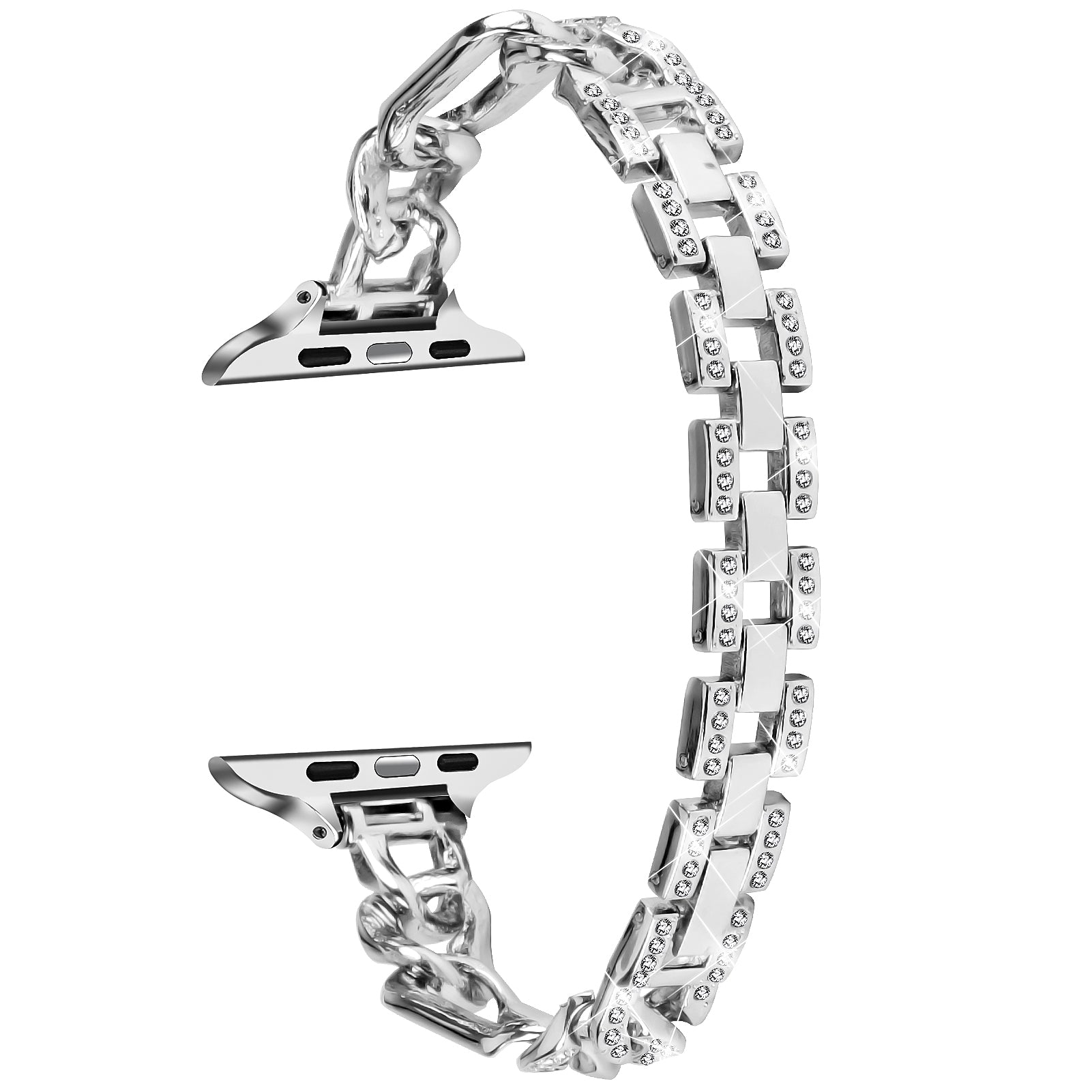 Alloy Watch Strap for Apple Watch Ultra 2 49mm Series 9 45mm SE (2023) 44mm Ultra 49mm 8 7 45mm 6 5 4 SE (2022) SE 44mm 3 2 1 42mm Rhinestone Decor Watch Band