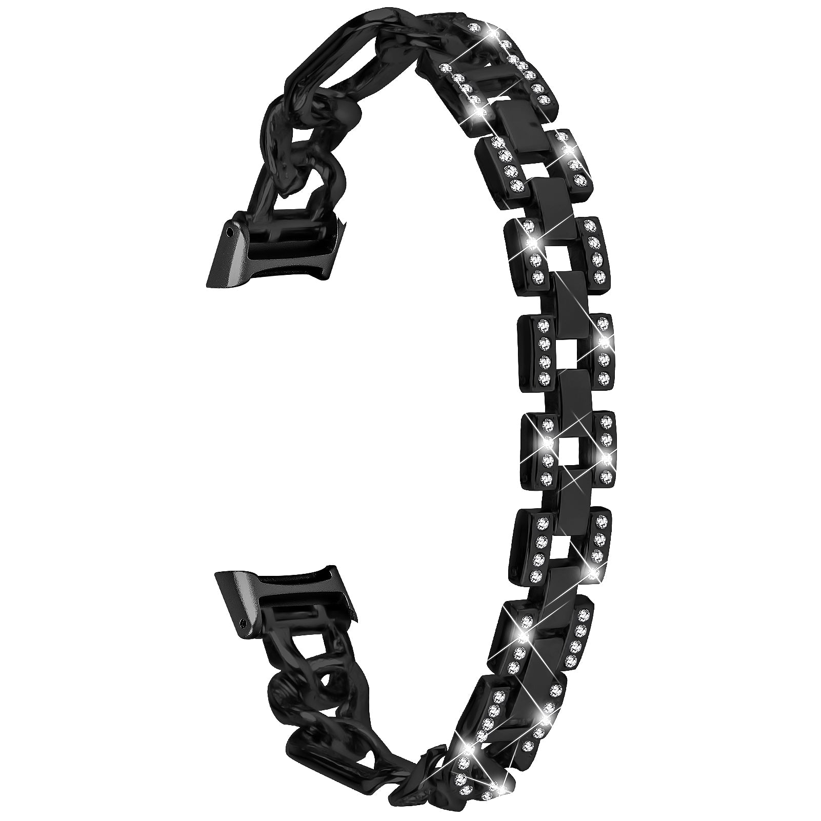 For Fitbit Luxe Rhinestone Decor Watch Band Zinc Alloy Metal Strap