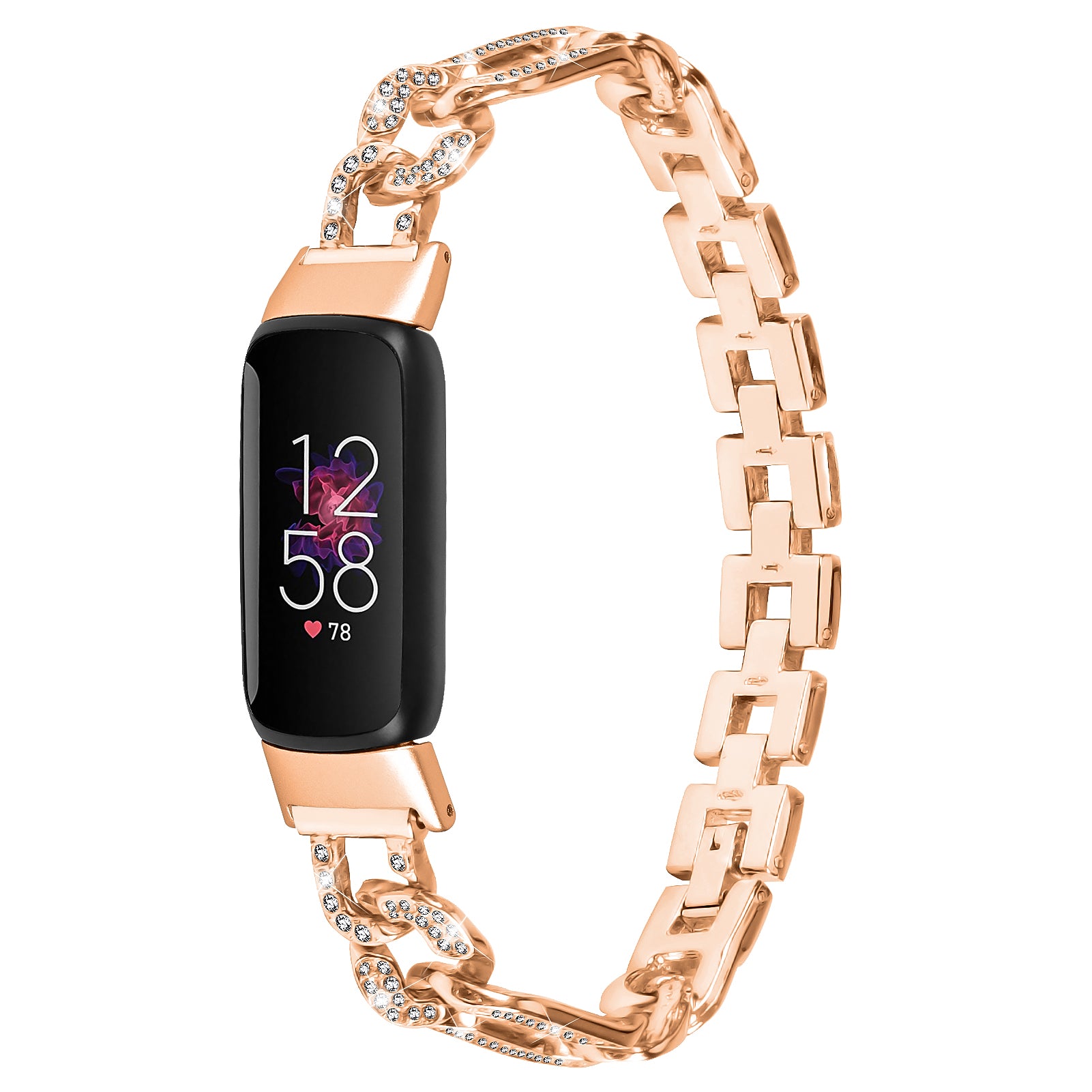 For Fitbit Luxe Rhinestone Decor Watch Band Zinc Alloy Metal Strap