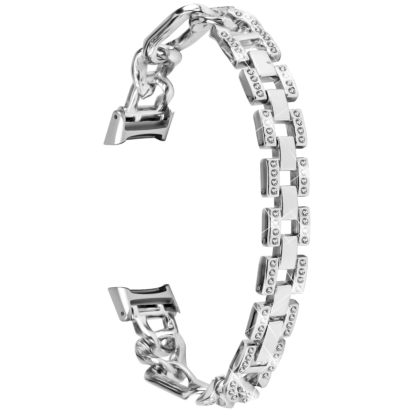 For Fitbit Luxe Rhinestone Decor Watch Band Zinc Alloy Metal Strap