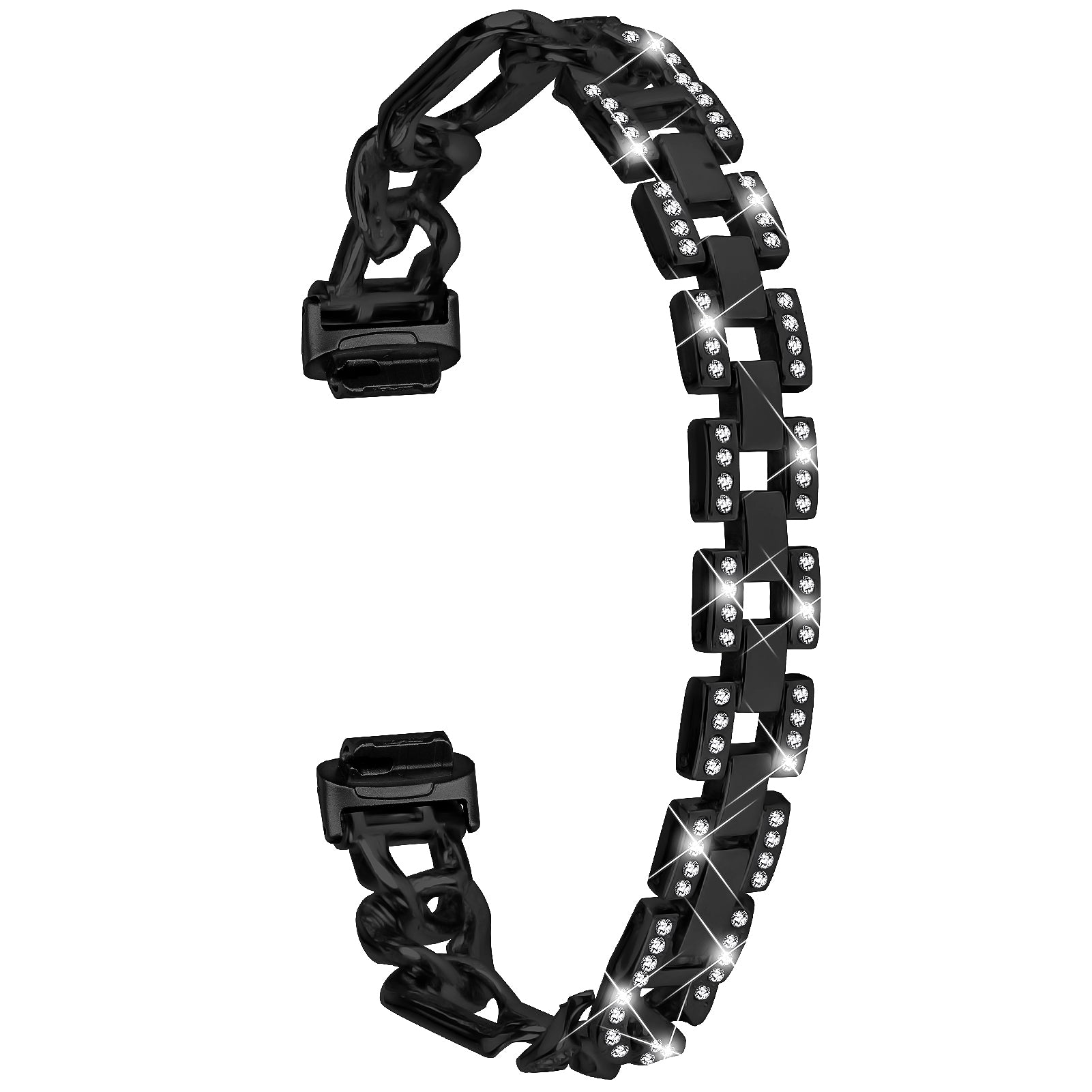 For Fitbit Inspire 3 Alloy Metal Watch Band Bling Rhinestone Decor Bracelet Strap