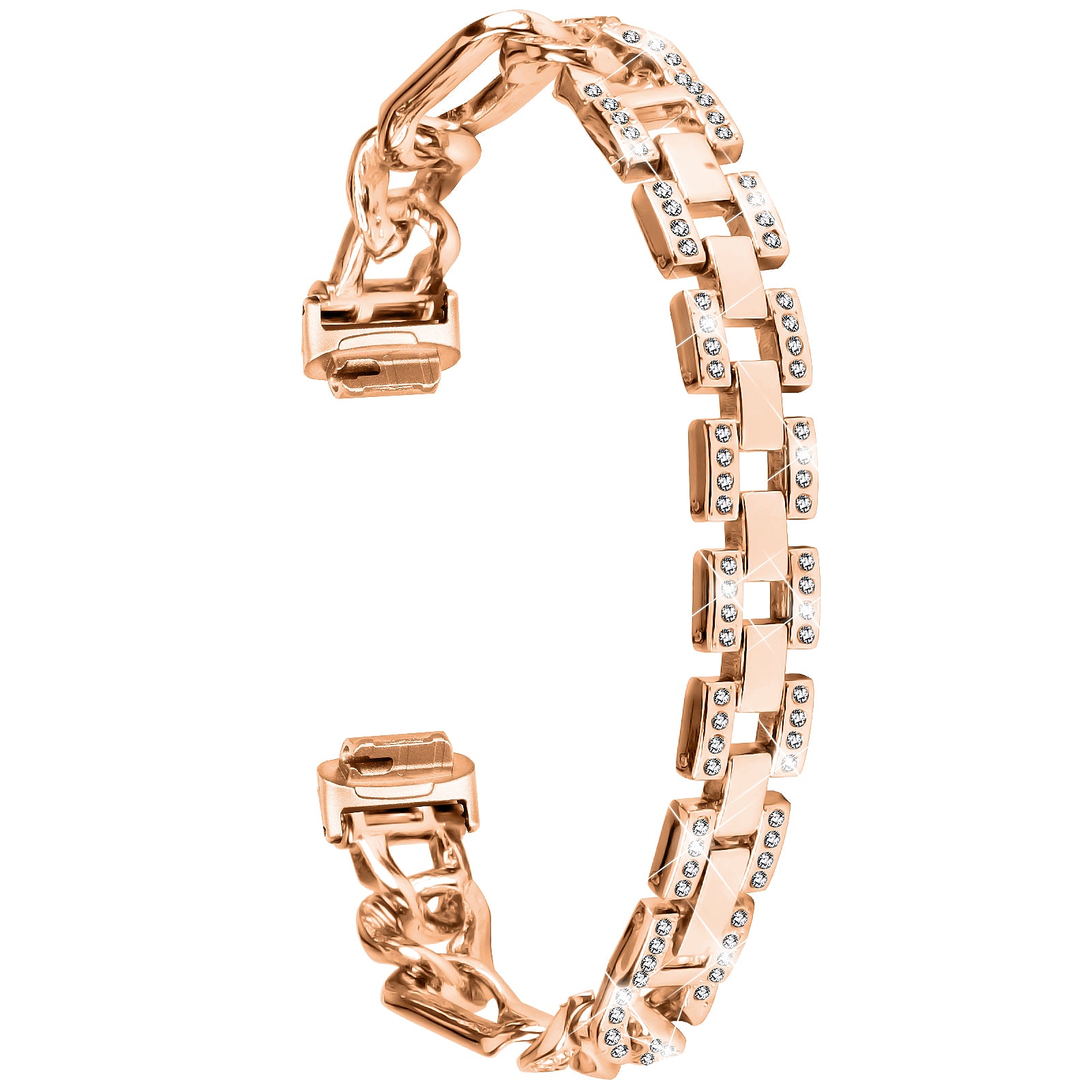 For Fitbit Inspire 3 Alloy Metal Watch Band Bling Rhinestone Decor Bracelet Strap