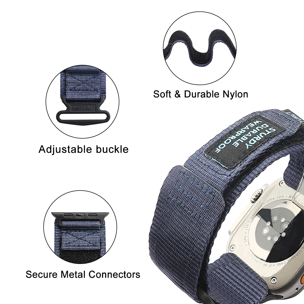 For Apple Watch Ultra 2 49mm Series 9 45mm SE (2023) 44mm Ultra 49mm 8 7 45mm 6 5 4 SE (2022) SE 44mm 3 2 1 42mm AW Watch Strap Nylon Wrist Band