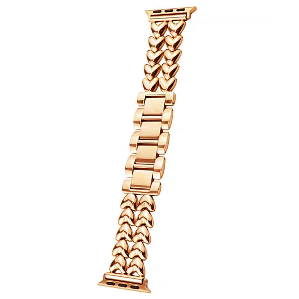 Metal Band for Apple Watch Series 9 8 7 41mm 6 5 4 SE SE (2022) SE (2023) 40mm Series 3 2 1 38mm Double-row Heart Alloy Watch Strap