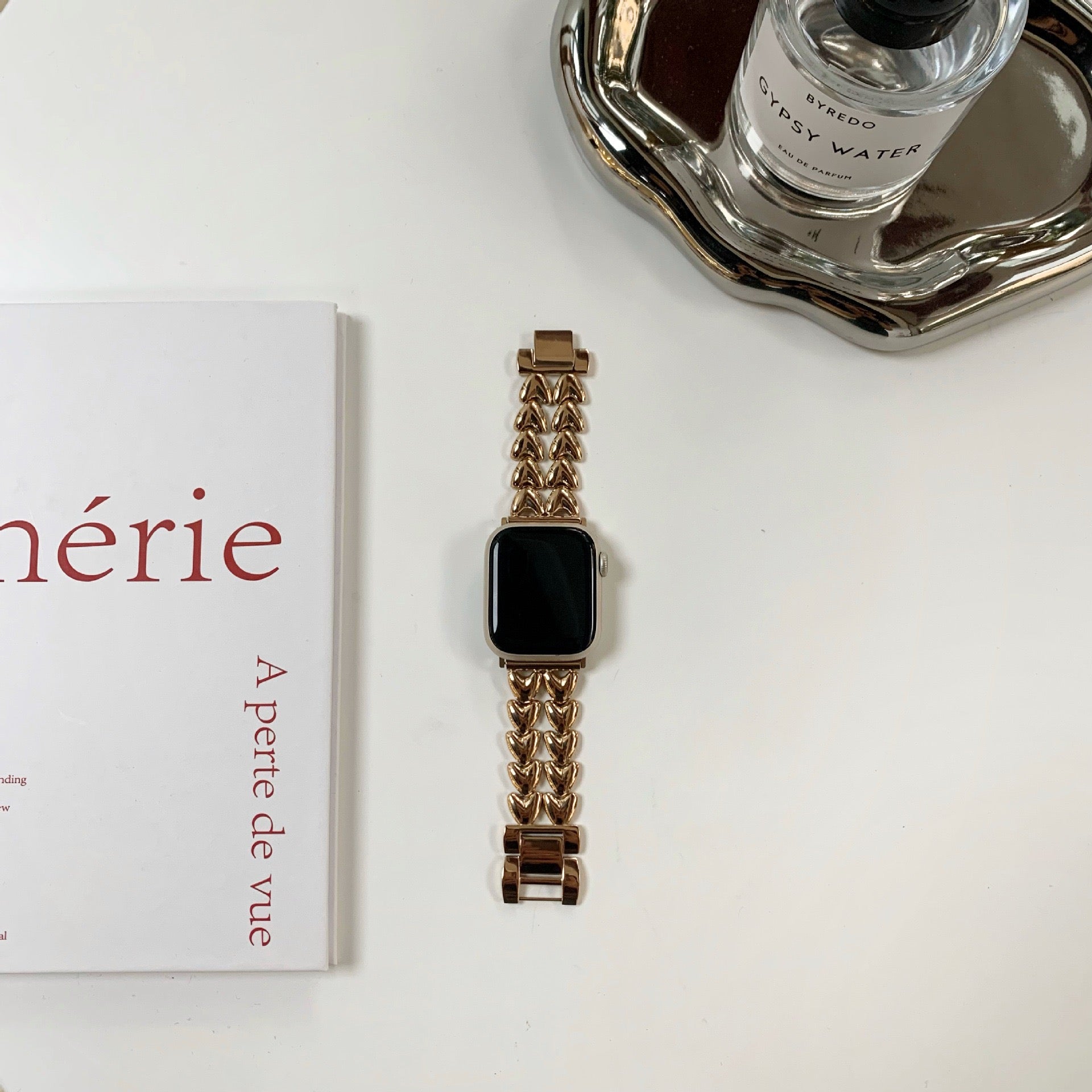 Metal Band for Apple Watch Series 9 8 7 41mm 6 5 4 SE SE (2022) SE (2023) 40mm Series 3 2 1 38mm Double-row Heart Alloy Watch Strap