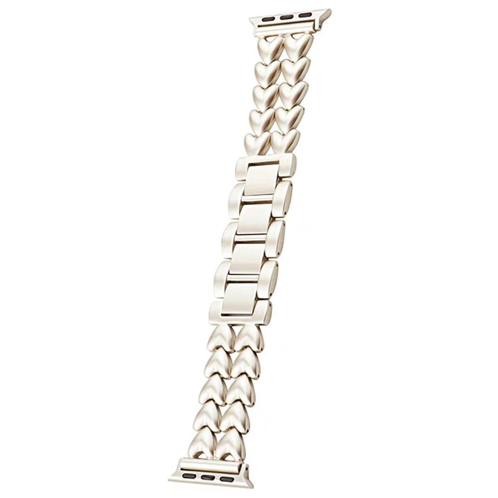 Metal Band for Apple Watch Series 9 8 7 41mm 6 5 4 SE SE (2022) SE (2023) 40mm Series 3 2 1 38mm Double-row Heart Alloy Watch Strap