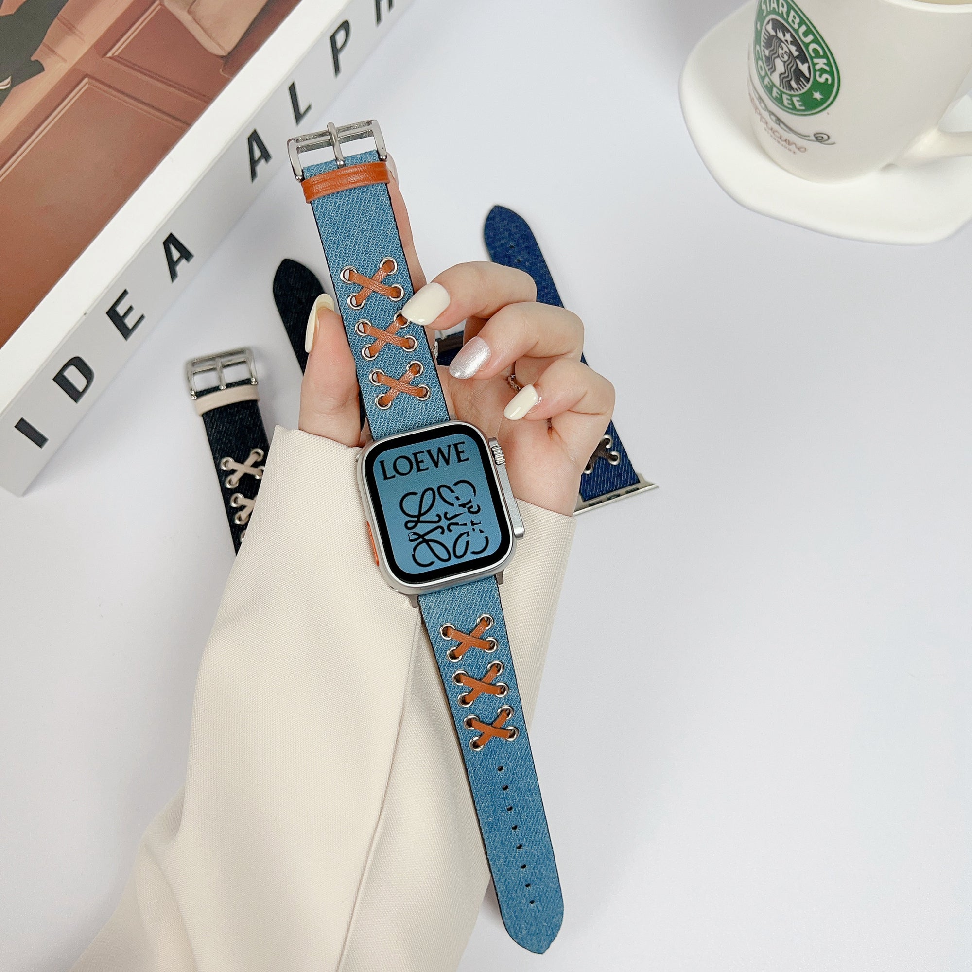 For Apple Watch Series 9 8 7 41mm 6 5 4 SE SE (2022) SE (2023) 40mm 3 2 1 38mm Canvas Watchband Nylon X Decor Watch Strap