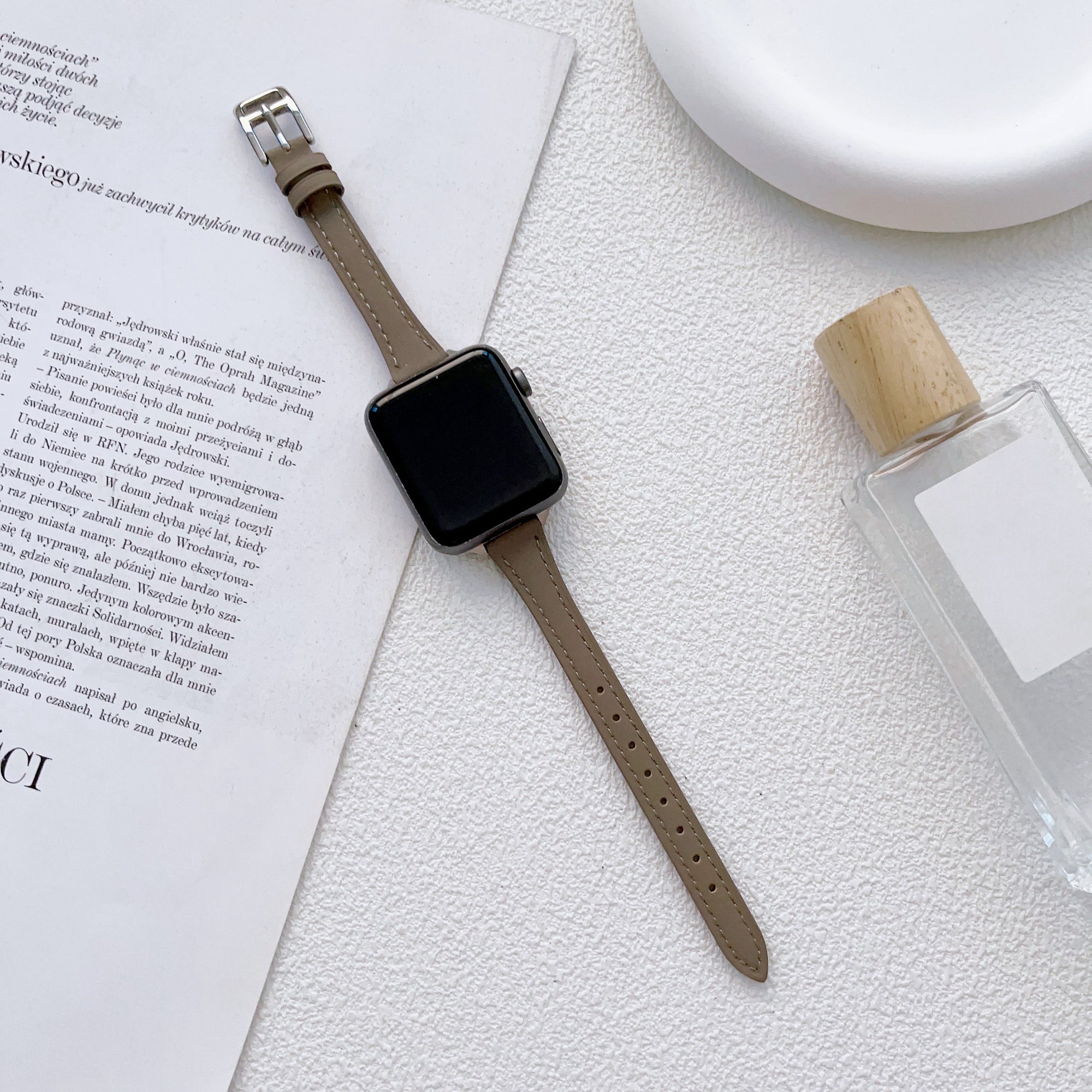 For Apple Watch Series 9 8 7 41mm 6 5 4 SE SE (2022) SE (2023) 40mm 3 2 1 38mm Slim Watchband Genuine Cow Leather Watch Strap