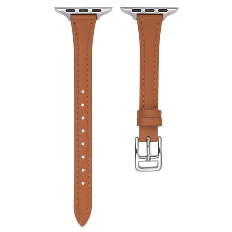 For Apple Watch Series 9 8 7 41mm 6 5 4 SE SE (2022) SE (2023) 40mm 3 2 1 38mm Slim Watchband Genuine Cow Leather Watch Strap