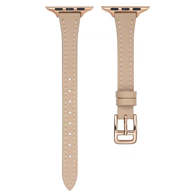 For Apple Watch Series 9 8 7 41mm 6 5 4 SE SE (2022) SE (2023) 40mm 3 2 1 38mm Slim Watchband Genuine Cow Leather Watch Strap